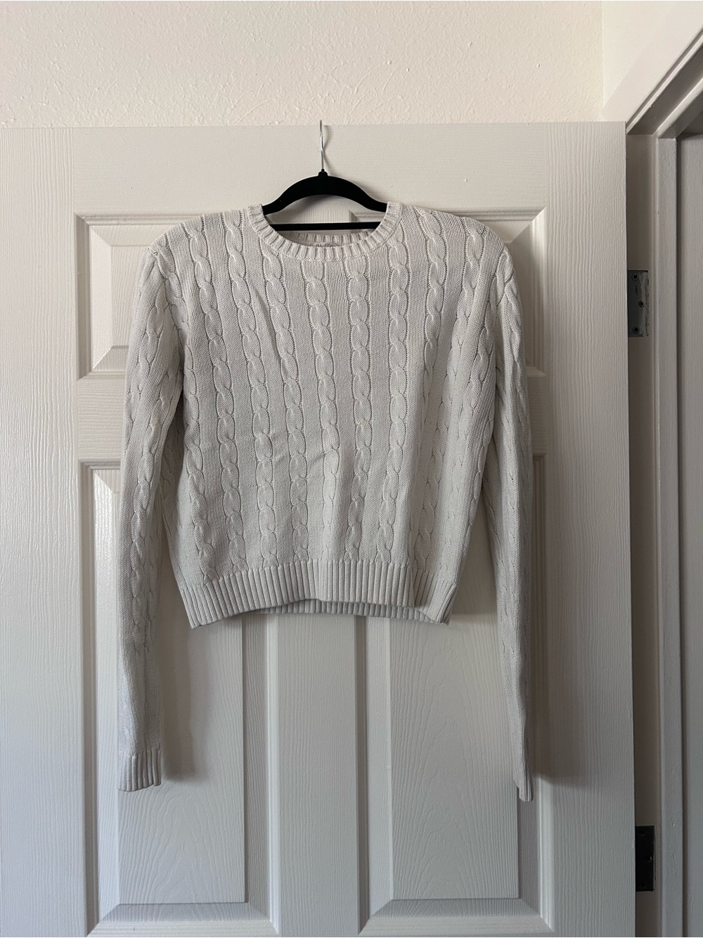 Brandy Melville Cream Cable Crew Sweater